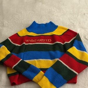 Cider Multicolor Striped Turtleneck Sweater